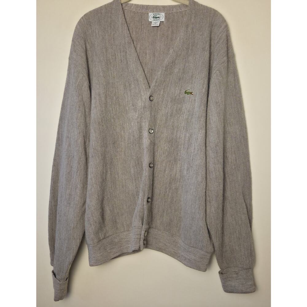 Vintage Izod Lacoste Oatmeal Beige Button Cardigan Mens XL Grandpacore USA Orlon